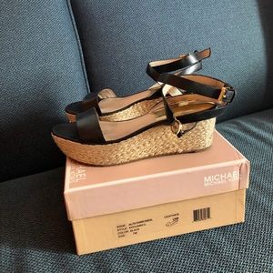 Michael Kors Black Leather Wedges